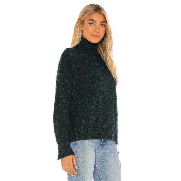 Autumn Cashmere Boxy Mock Neck Sweater in Fir Green XSmall New - Picture 3 of 8